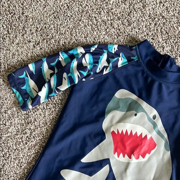 Kids Shark Swim Suit - Navy Blue - Picture 2 of 4